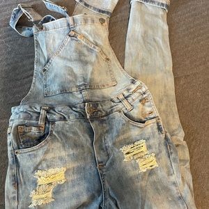 Denim overall pants